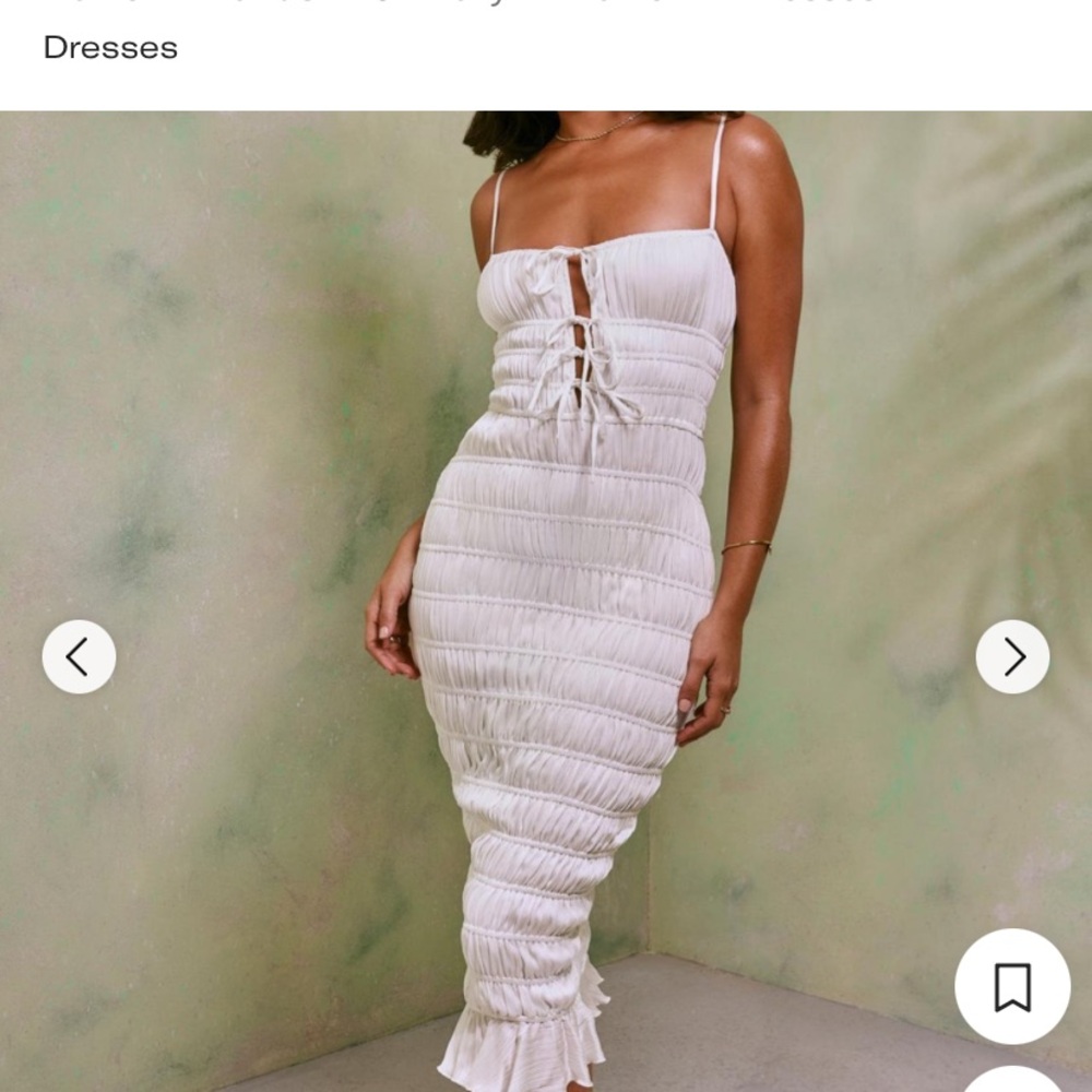 Oh Polly HEIDI
Shirred Front Tie Midi Dress in White US 8